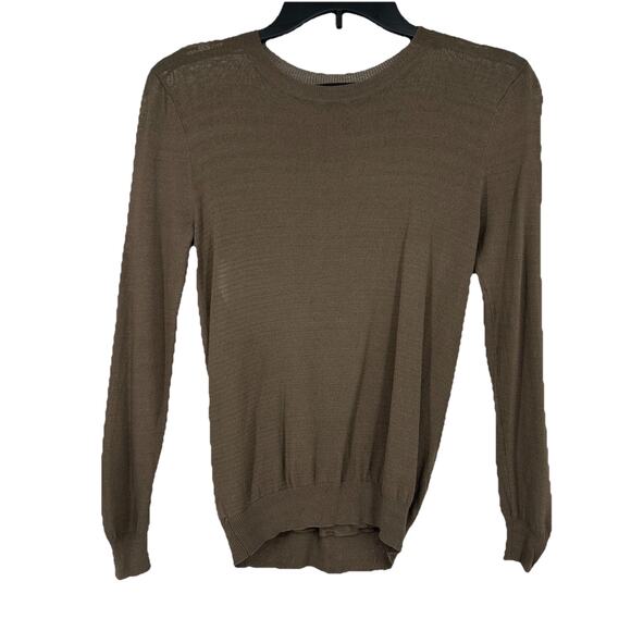 Trouve Lightweight Sweater Top Brown Open Back Semi Sheer Long Sleeve Size XS - Picture 1 of 10